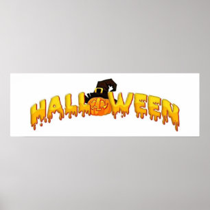 Halloween pumpkin witch poster
