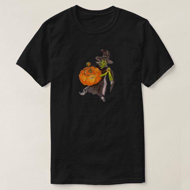 Halloween Pumpkin Witch Warlock Dance T-Shirt (Design Front)
