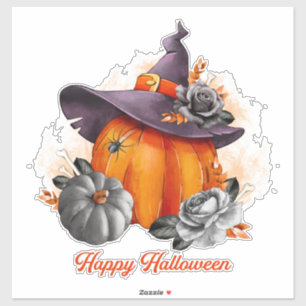 Halloween Pumpkin, Witches Hat, Roses and Bones