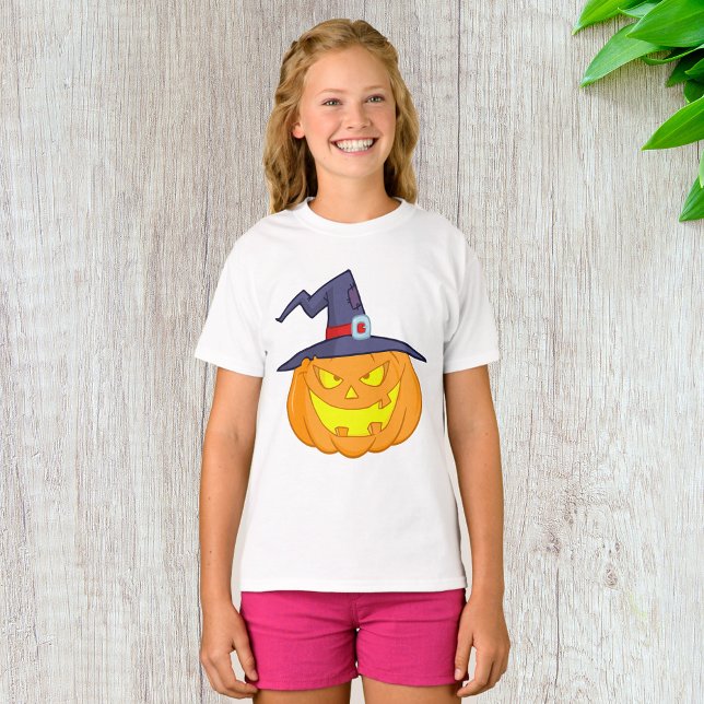 Halloween Pumpkin With A Witch Hat Girls T-Shirt (Creator Uploaded)