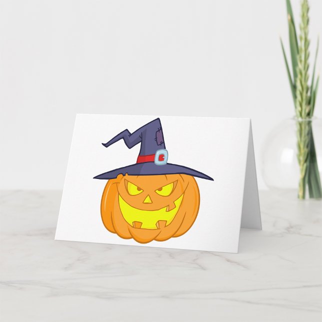 Halloween Pumpkin With A Witch Hat Greeting Cards (Creator Uploaded)