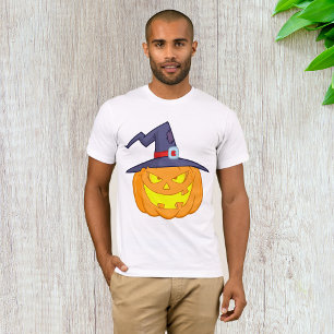 Halloween Pumpkin With A Witch Hat Mens T-Shirt
