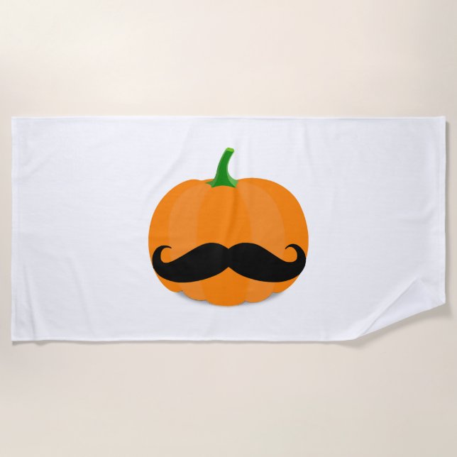 halloween pumpkin with beard beach towel (Front)