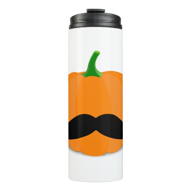 halloween pumpkin with beard thermal tumbler (Front)