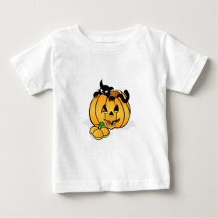 Halloween Pumpkin with Black Cat Baby T-Shirt