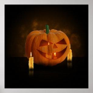 Halloween Pumpkin with Candles - Poster