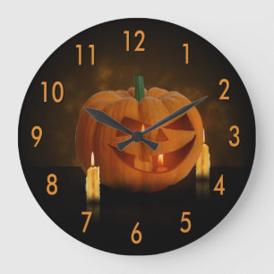 Halloween Pumpkin with Candles - Wall Clock
