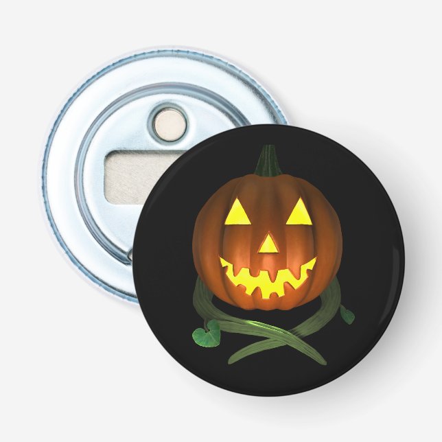 Halloween Pumpkin with Vines Bottle Opener (Front)