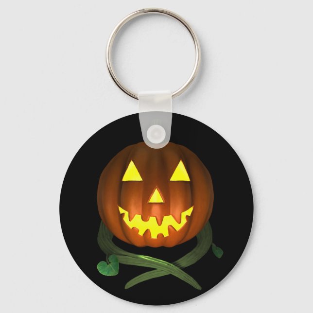 Halloween Pumpkin with Vines Key Ring (Front)