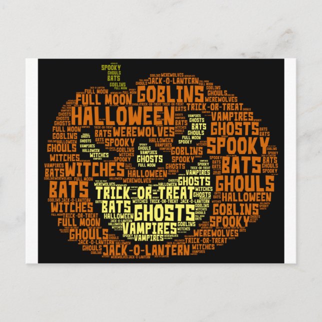 Halloween Pumpkin Word Cloud-Word Art Postcard (Front)