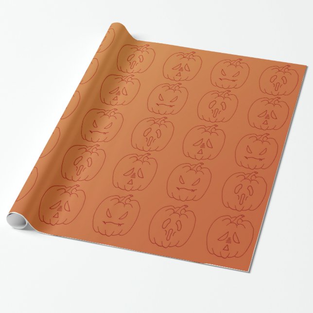 Halloween Pumpkin Wrapping Paper (Unrolled)