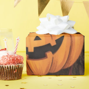 Halloween Pumpkins and Autumn Leaves Wrapping Pape Paper