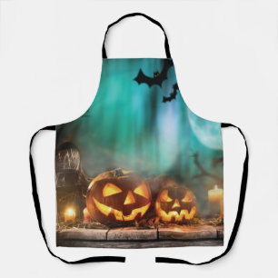 Halloween pumpkins and bats apron