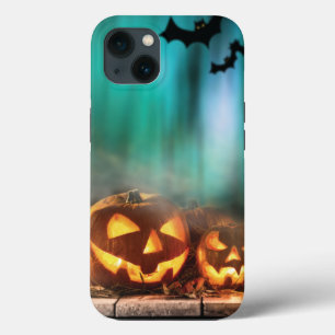 Halloween pumpkins and bats iPhone 13 case