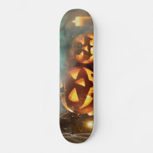 Halloween pumpkins and bats skateboard