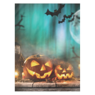 Halloween pumpkins and bats tablecloth