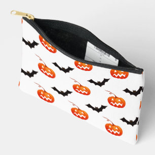 Halloween Pumpkins and Bats, Trick or Treat, Boo Accessory Pouch
