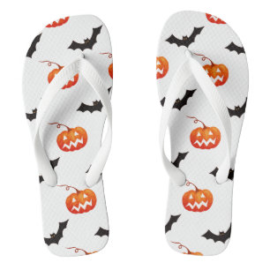 Halloween Pumpkins and Bats, Trick or Treat, Boo Jandals