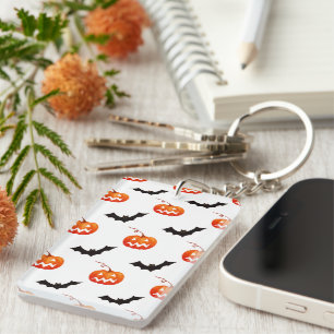 Halloween Pumpkins and Bats, Trick or Treat, Boo Key Ring