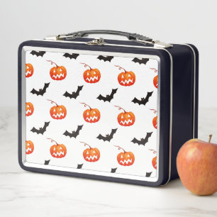 Halloween Pumpkins and Bats, Trick or Treat, Boo Metal Lunch Box