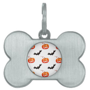 Halloween Pumpkins and Bats, Trick or Treat, Boo Pet ID Tag