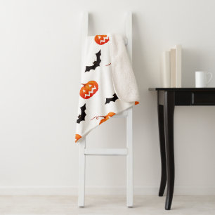 Halloween Pumpkins and Bats, Trick or Treat, Boo Sherpa Blanket