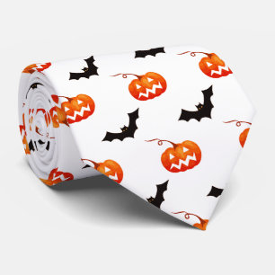 Halloween Pumpkins and Bats, Trick or Treat, Boo Tie