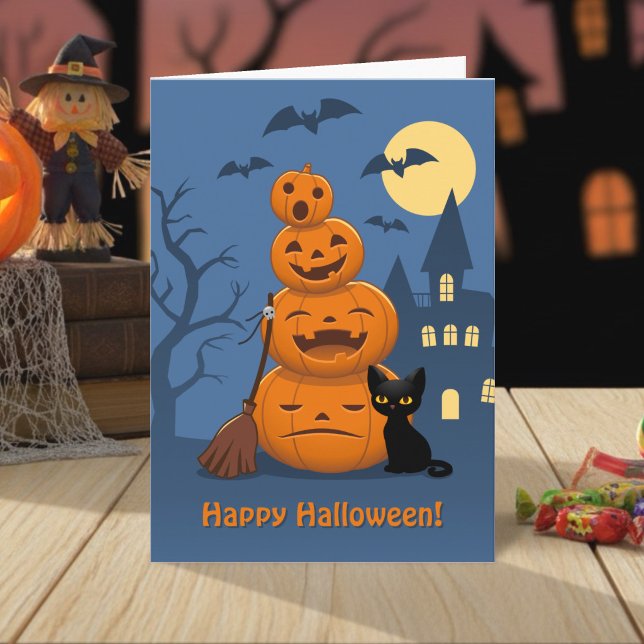 Halloween Pumpkins and Black Cat Card (Creator Uploaded)