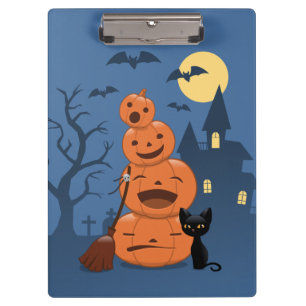 Halloween Pumpkins and Black Cat Clipboard