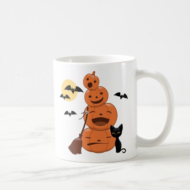 Halloween Pumpkins and Black Cat Coffee Mug (Right)