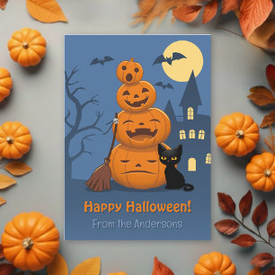 Halloween Pumpkins and Black Cat from Family Holiday Card