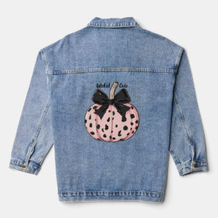 Halloween Pumpkins and bows pink Coquette Denim Jacket