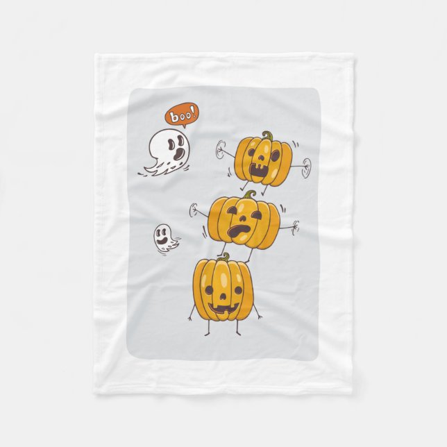 Halloween Pumpkins and Ghosts Blanket (Front)