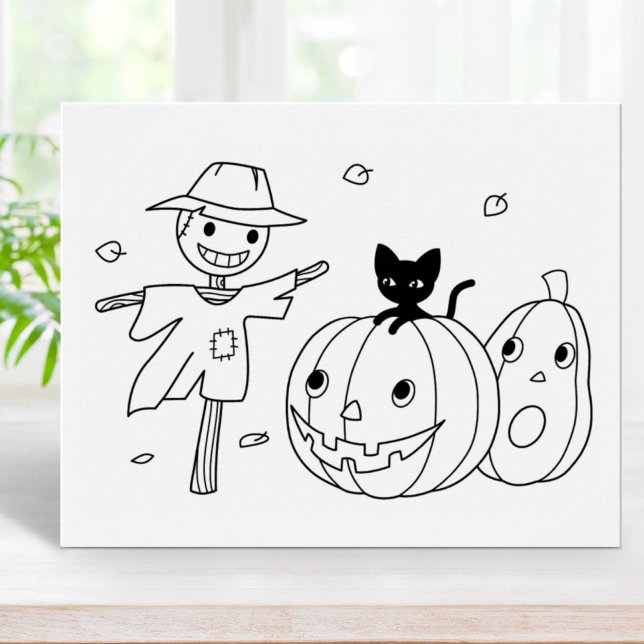 Halloween Pumpkins and Scarecrow Colouring Page Poster (Creator Uploaded)