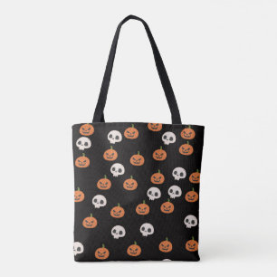 Halloween Pumpkins and Skulls Pattern Tote Bag