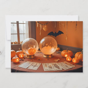 Halloween Pumpkins Bats Cute Spooky Festive Magic Invitation