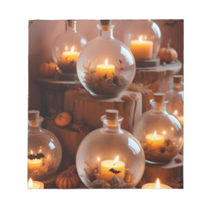 Halloween Pumpkins Candles Cute Spooky Festive Art Notepad
