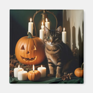 Halloween Pumpkins Cat Cute Spooky Festive Magic Magnet