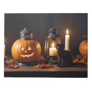 Halloween Pumpkins Cat Cute Spooky Festive Magic Notepad