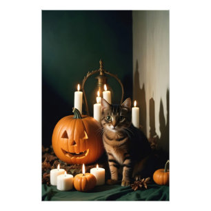 Halloween Pumpkins Cat Cute Spooky Festive Magic Photo Print