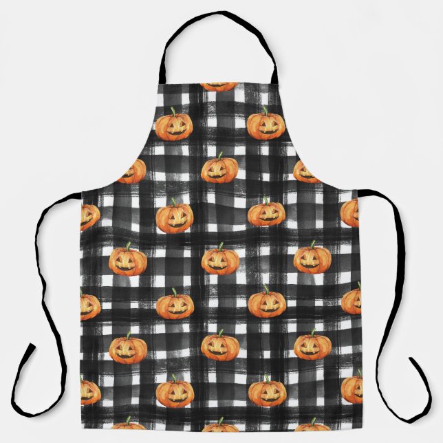 Halloween Pumpkins: Chequered Charm. Apron (Front)