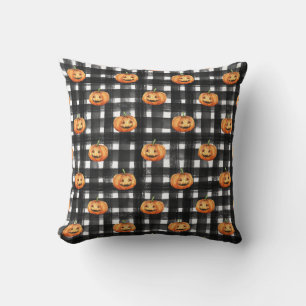 Halloween Pumpkins: Chequered Charm. Cushion