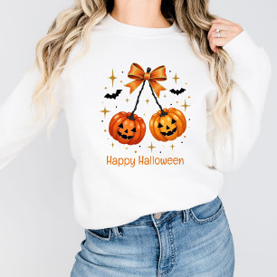 Halloween Pumpkins Coquette Aesthetic Orange Bow Sweatshirt