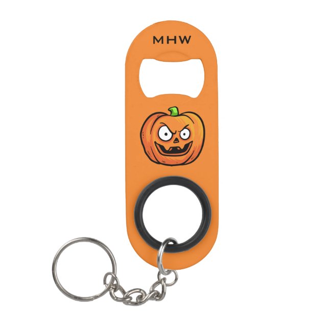 Halloween Pumpkins custom monogram bottle opener (Front)