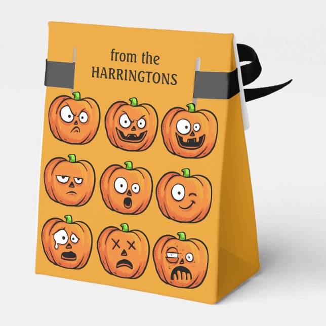 Halloween Pumpkins custom text favour box (Back Side)