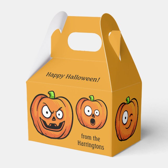 Halloween Pumpkins custom text favour box (Back Side)