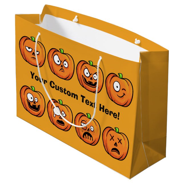 Halloween Pumpkins custom text large gift bag (Back Angled)