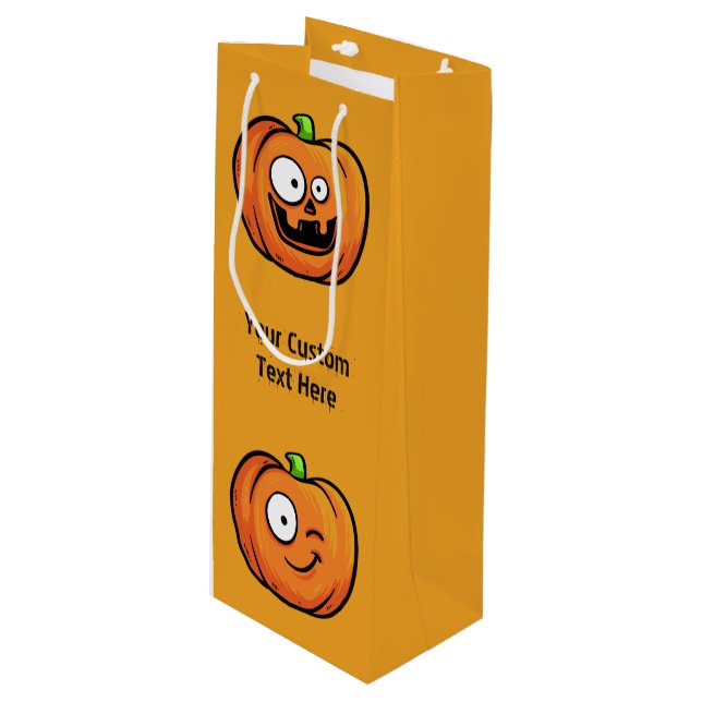 Halloween Pumpkins custom text wine gift bag (Front Angled)