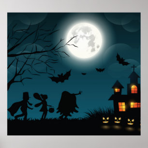 Halloween Pumpkins: Dark Castle Blue Moon Poster