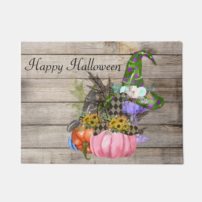 Halloween Pumpkins, Fall Leaves Doormat (Front)